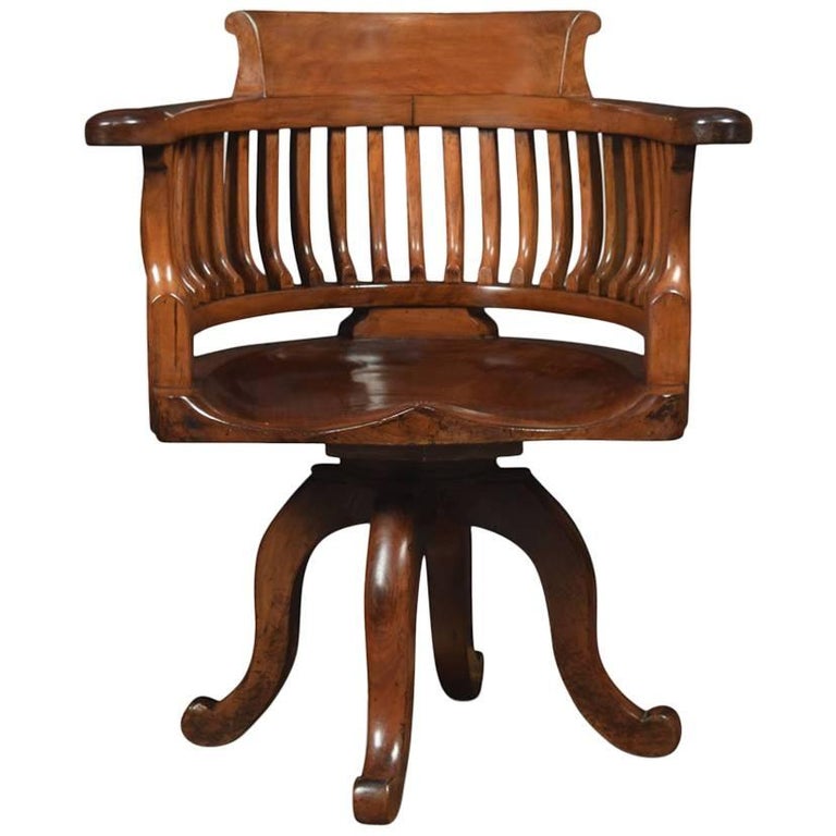 Walnut Office Captain S Revolving Desk Chair At 1stdibs Walnut Office Captain S Revolving Desk Chair For