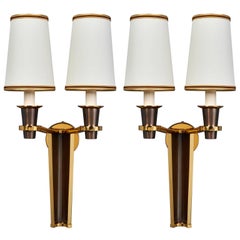 Important Pair of Two-Tone Sconces, France, 1950s 7