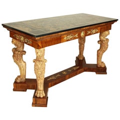 Antique North Italian Center Table with Scagliola Top, dated 1721