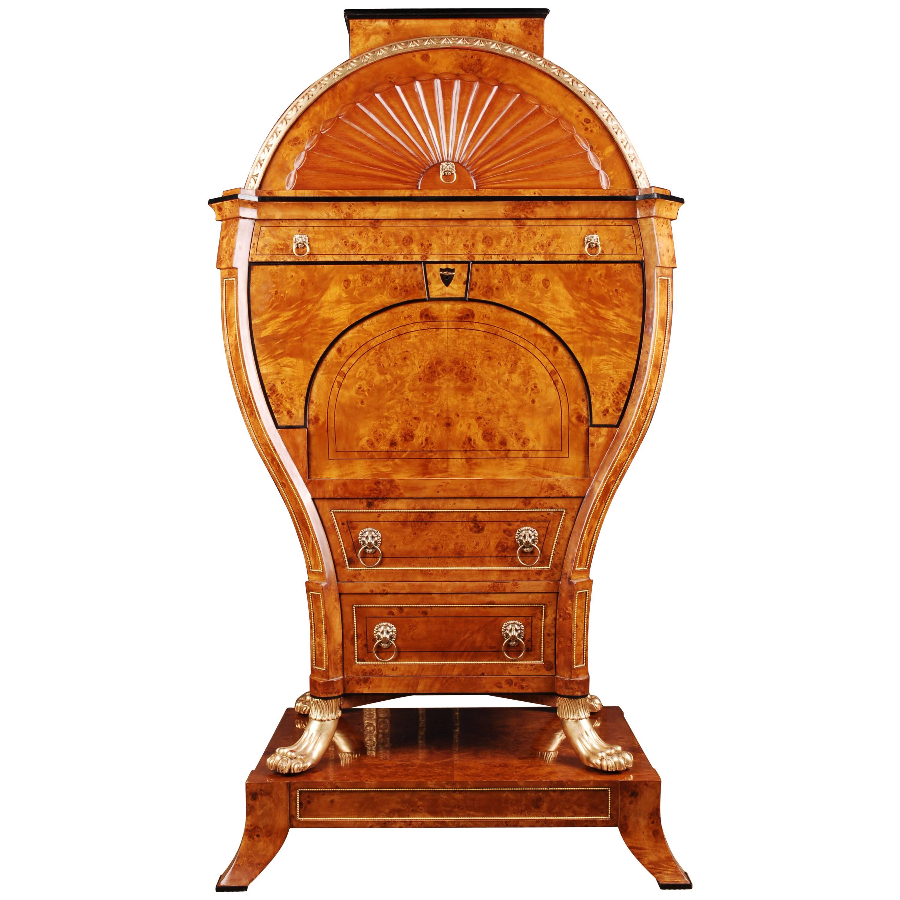 Lyre Secretaire in Vienna Biedermeier Style