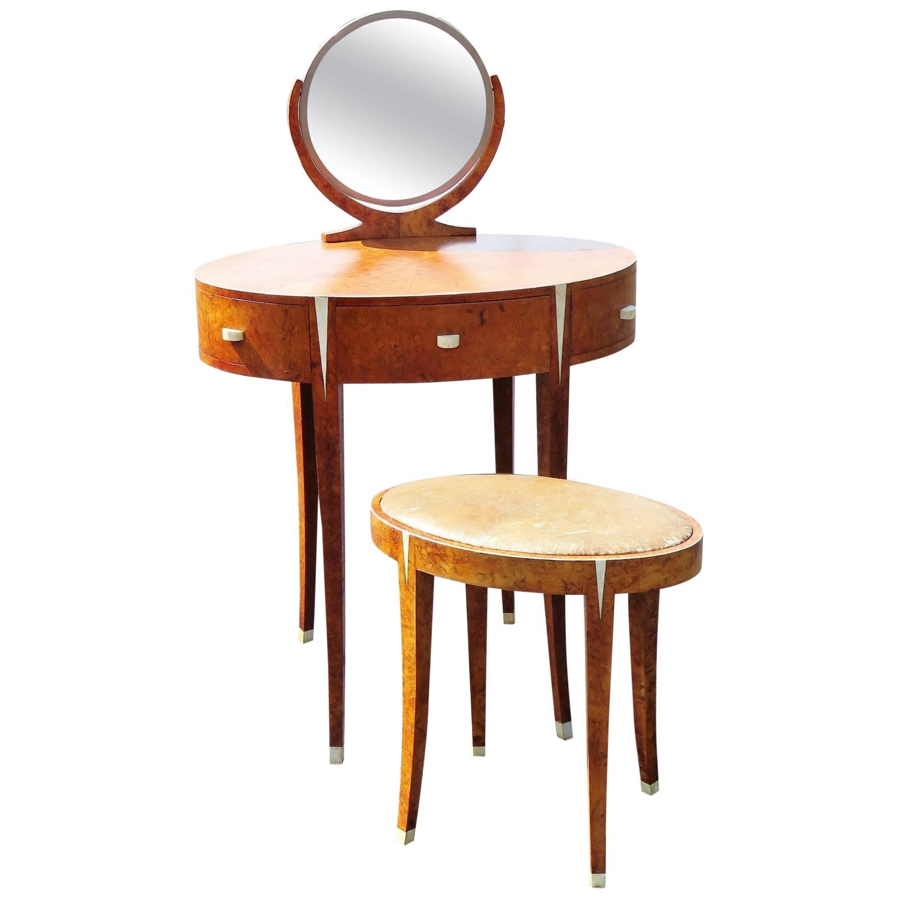 Deco Style Vanity & Bench Attributed to Ruhlmann