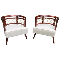 Stunning Pair of Barrel Back Mahogany Armchairs 10