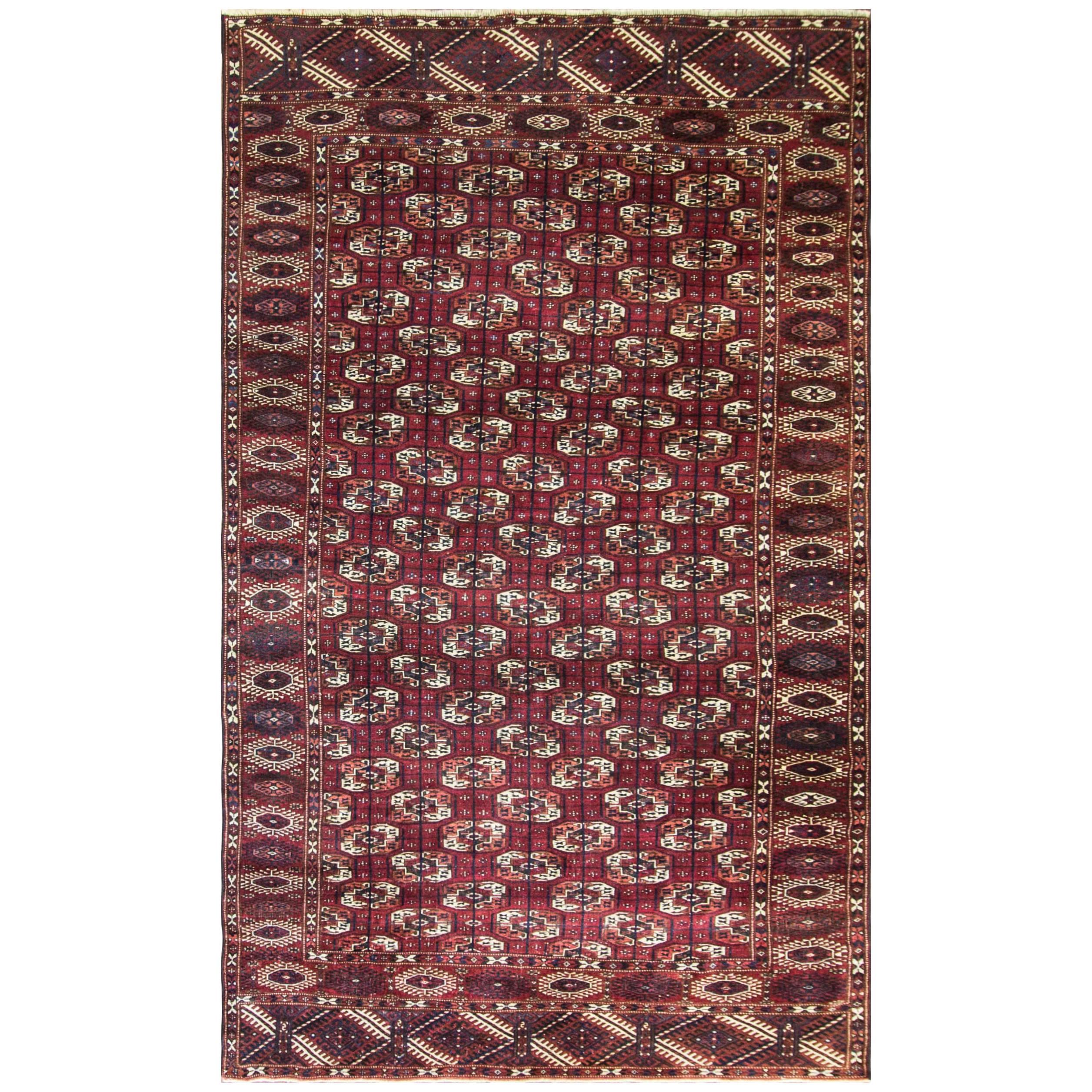  Persian Turkoman Tekke Carpet 6'1" x 10'7", Free Shipping For Sale