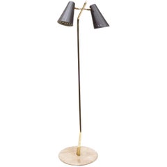 Lumens Mid-Century Dual Shade Brass and Marble Floor Lamp, Italy, 1970s 2