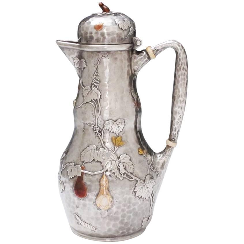 Tiffany Sterling Silver and Mixed Metals Coffee Jug For Sale