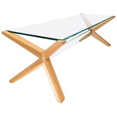Stay Table, Contemporary Ash and Glass Architectural Coffee Table