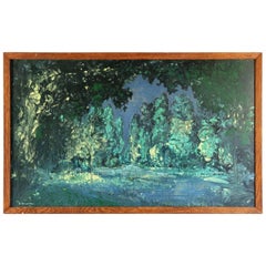 Alexei Korovine "Rivière Dans Un Sous-Bois" Oil on Hardboard Signed, 1950s