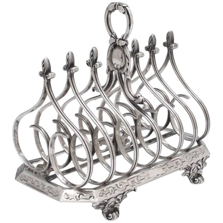 19th Century Sterling Silver Toast Rack For Sale