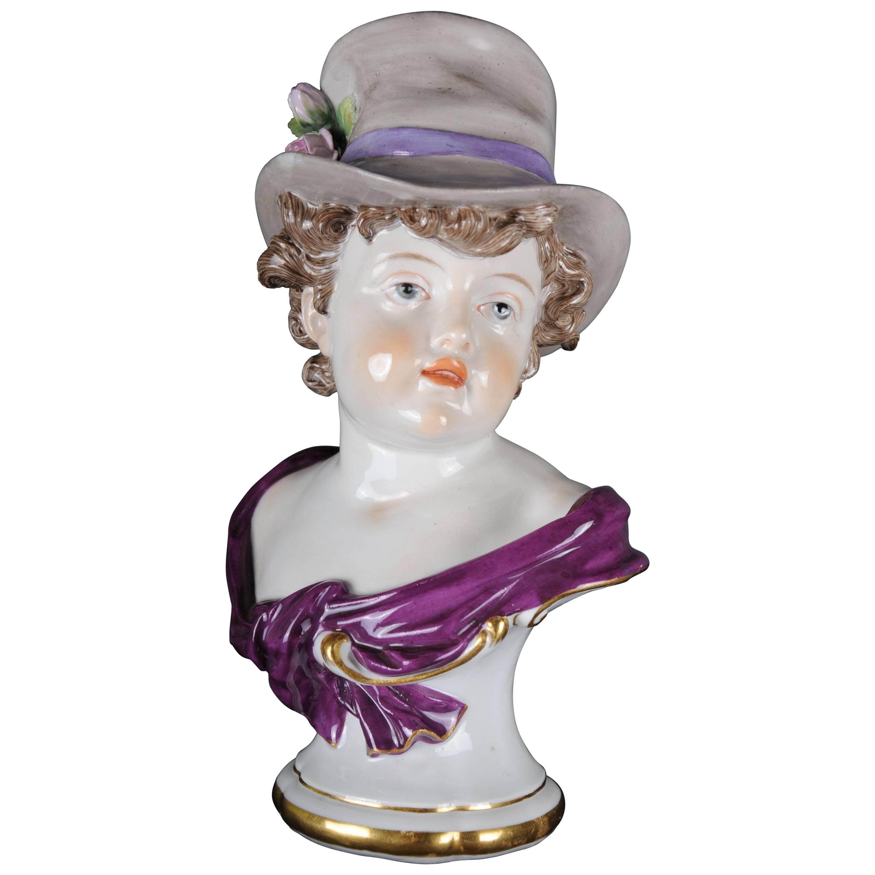 19th Century Meissen Figurine Bust Designed by Kaendler