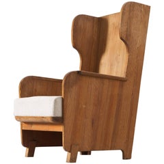 Axel Einar Hjorth 'Lovö' High Back Chair in Solid Pine