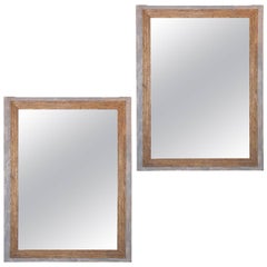 Pair of Blue-Gray Mirrors with Fluted Giltwood Detail