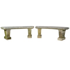 Pair of Cast Stone Garden Benches