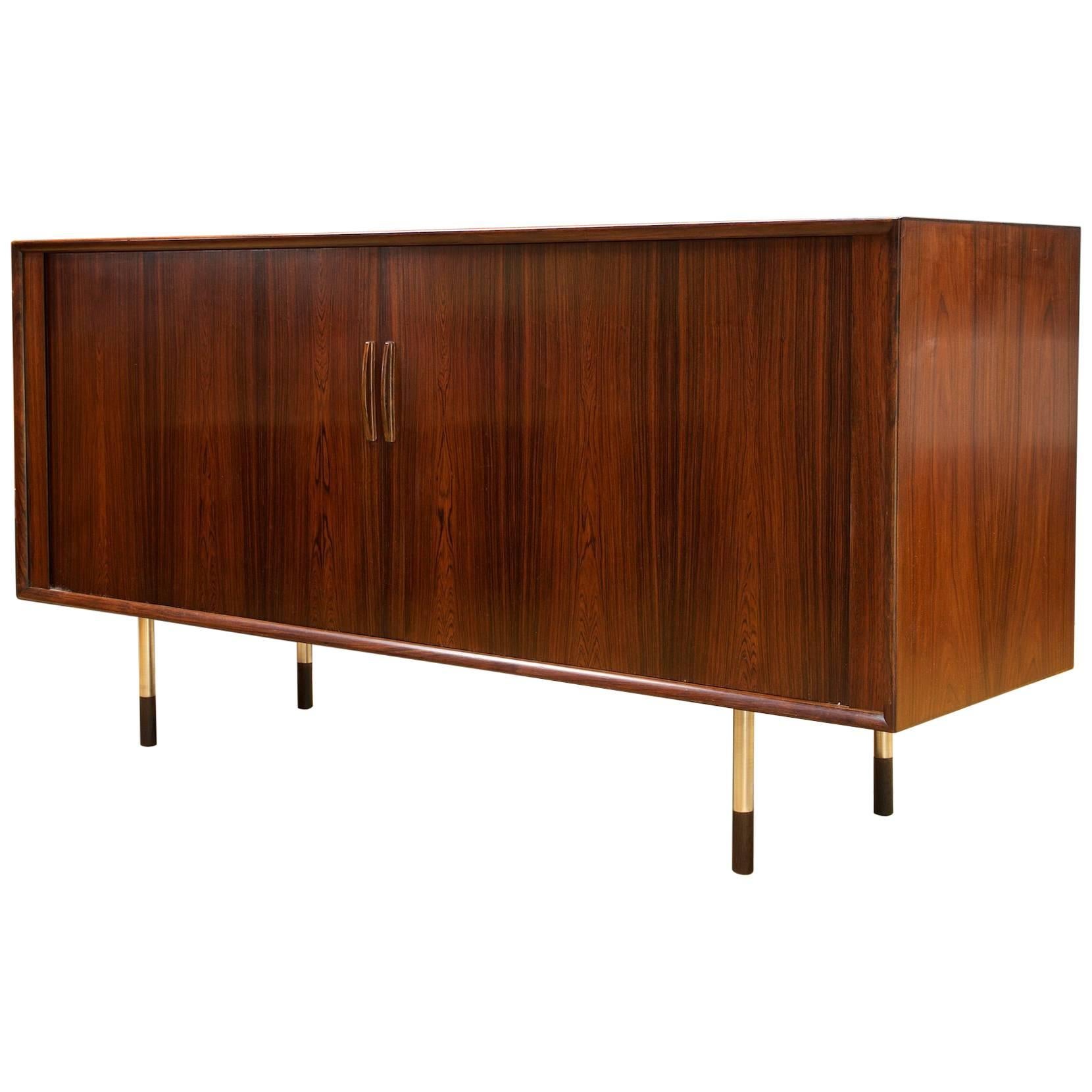 Arne Vodder Sibast Danish Mid-Century Tambour Door Credenza Server Cabinet