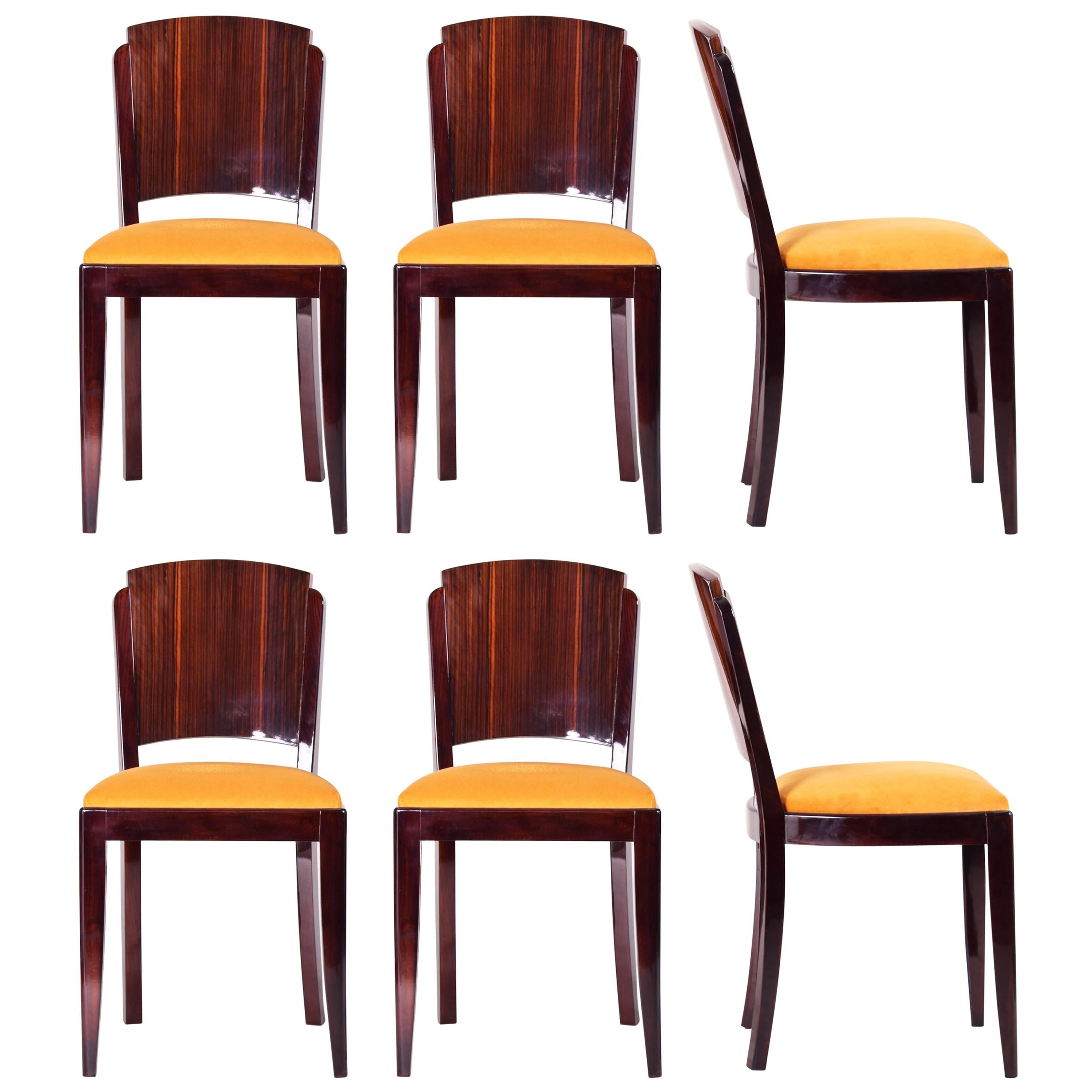French Set of Chairs, Six Pieces Designed by French Architect Jules Leleu