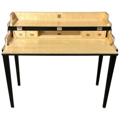 Exquisite Woven Leather and Stainless Steel Campaign Desk by Theodore Alexander