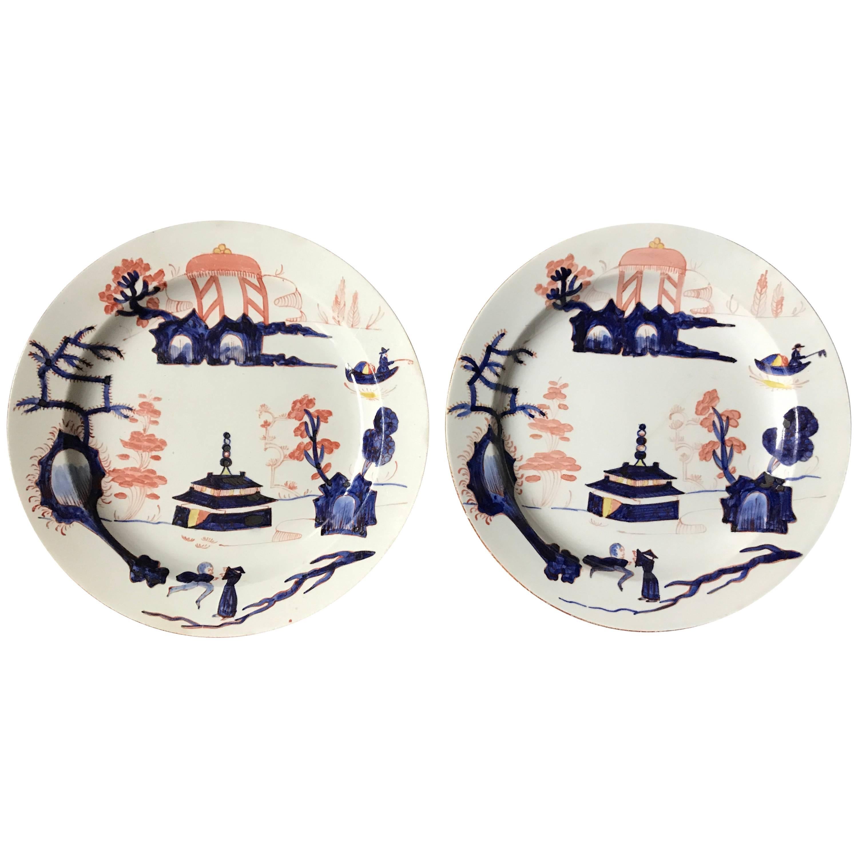 Paire d'assiettes chinoiseries Wedgwood