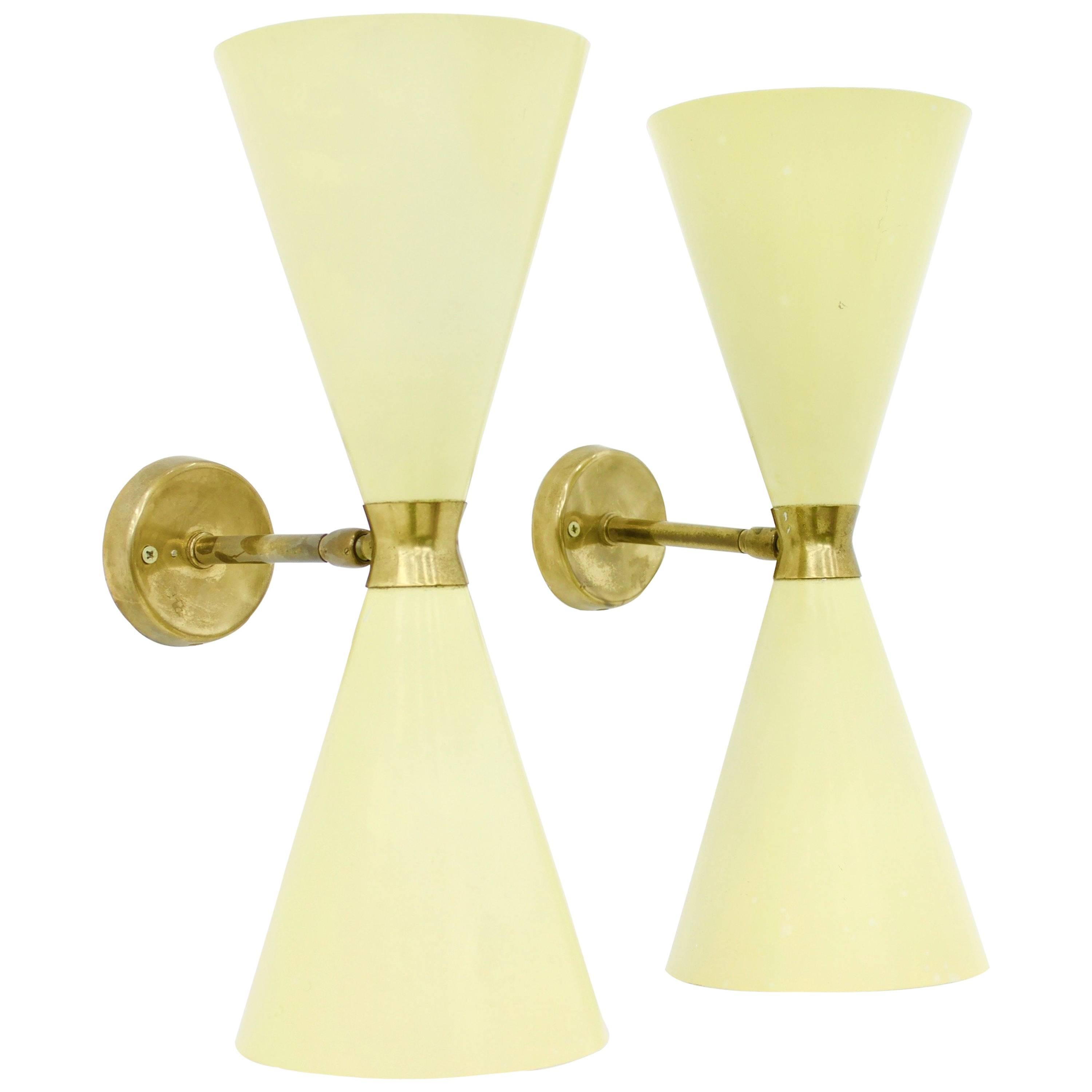 Pair of Large Diabolo Wall Lights, 1950s