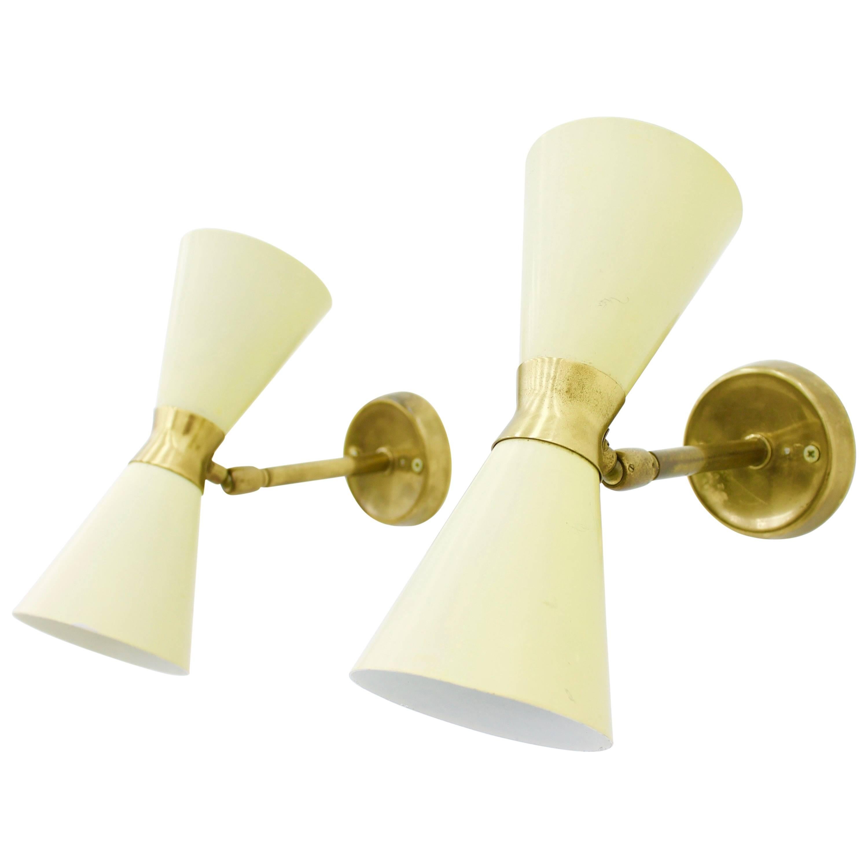 Pair of Small Diabolo Wall Sconces, 1950s