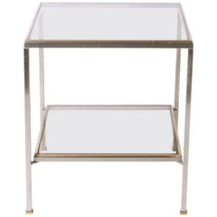 Nickel and Brass Cigarette Table with Glass Shelves, circa 1970 8