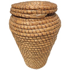 Tall Lidded 19th Century Belgian Farm Basket