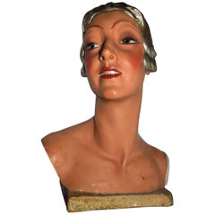 Rare 1930s Art Deco English Female Shop Mannequin