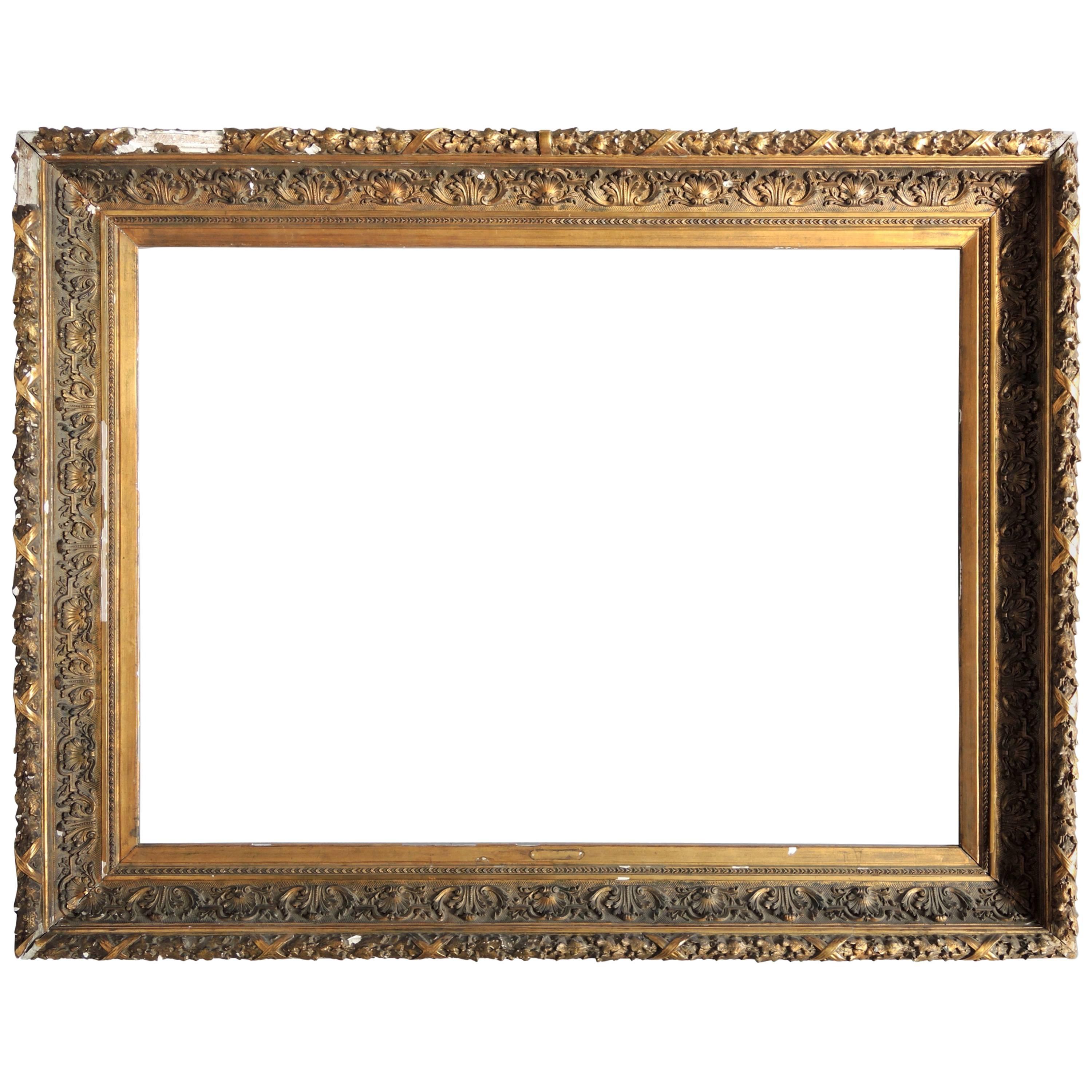 Huge 19th Century Dutch Gesso and Gilt Frame