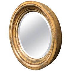 Antique Round Painted Mirror with Beveled Glass