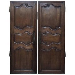 Antique Pair of 18th Century Country French Oak Armoire Doors, Plaquards