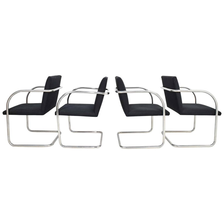 Knoll Black and Stainless Steel Brno Chairs, Set of 4 For Sale at 1stDibs