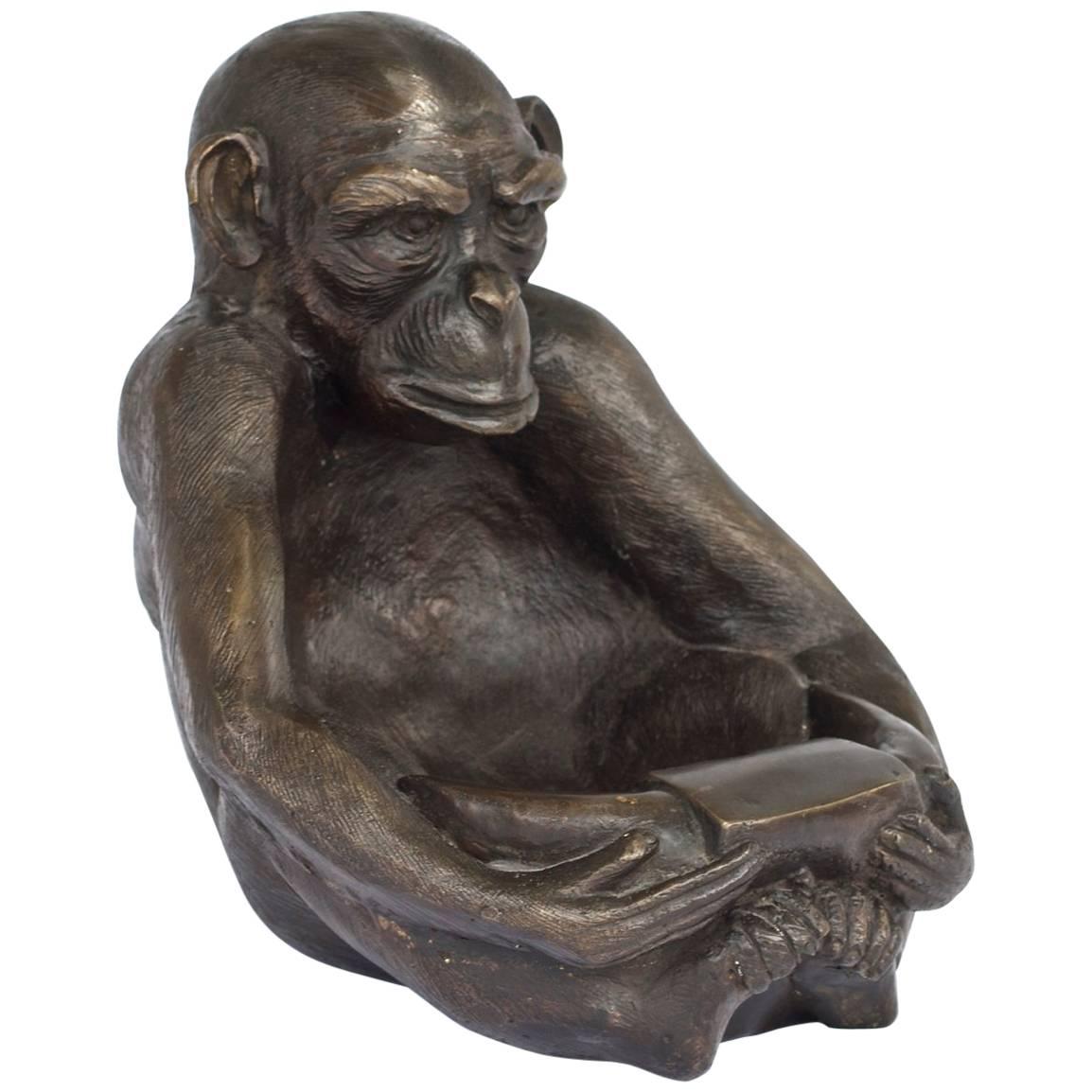 Vintage monkey catchall of cast bronze. Great size and weight. The perfect bowl for keys, fruit, as you like it.