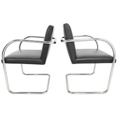 Knoll Brno Chairs in Black Leather