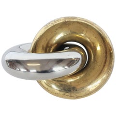 Large Mid-Century Brass and Chrome Chain Link