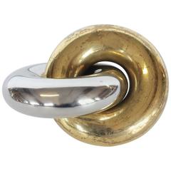 Large Mid-Century Brass and Chrome Chain Link
