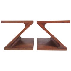 Pair of Vintage Z Shape End Tables by Lane