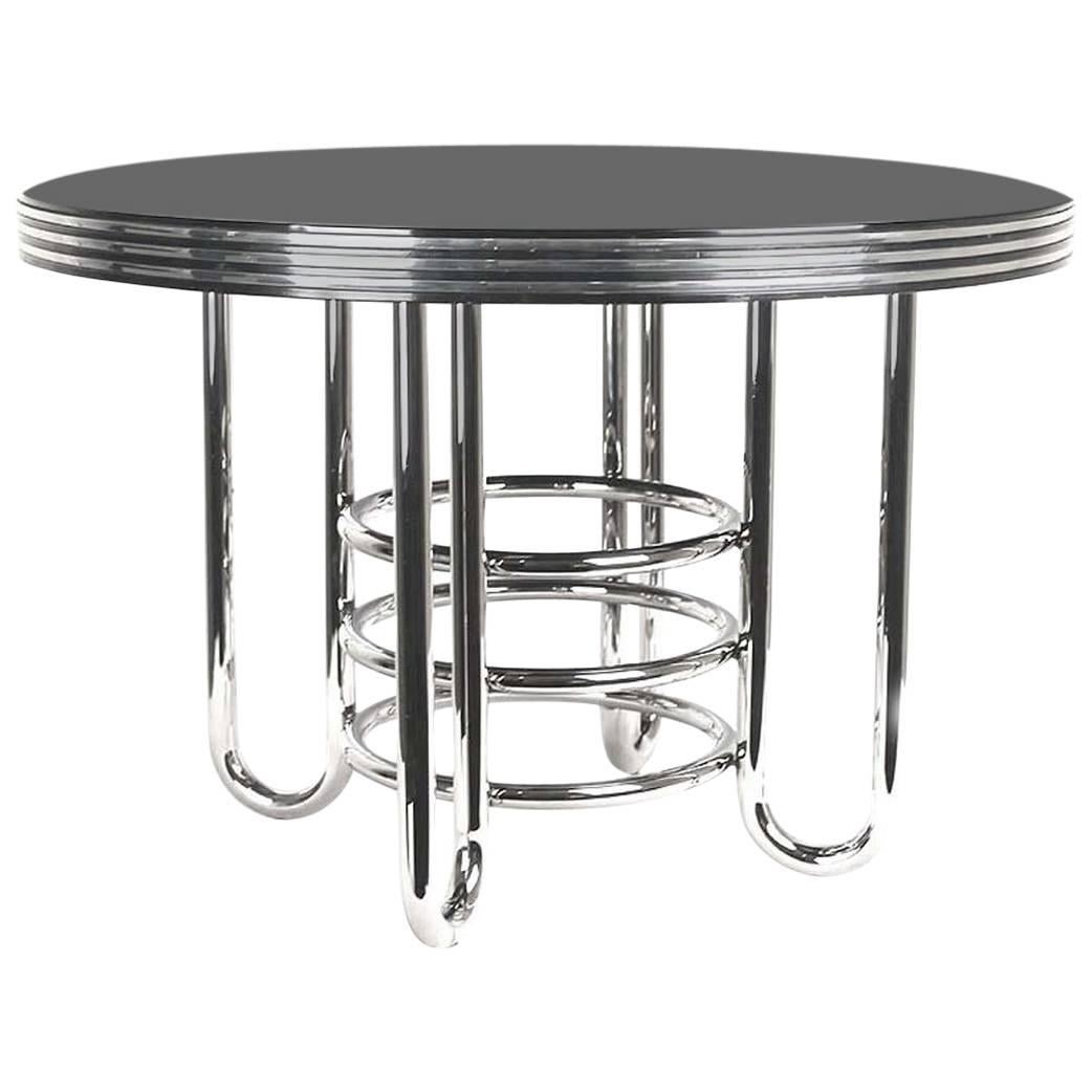 Large French Art Deco Machine Age Style Coffee Side Table,  Modernist Design For Sale
