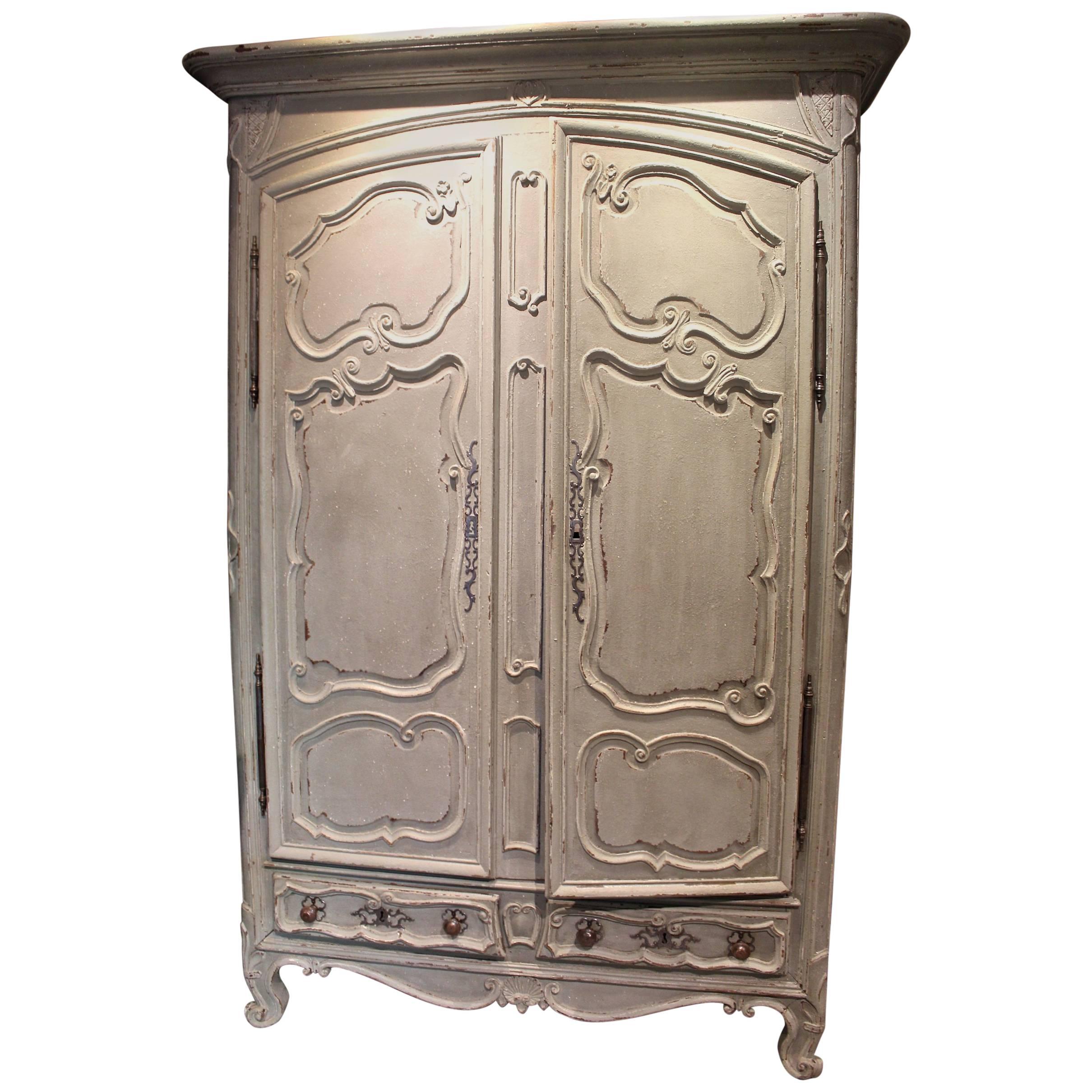 Antique French 18th Century Louis XV Armoire with Extremely Detailed Carvings For Sale