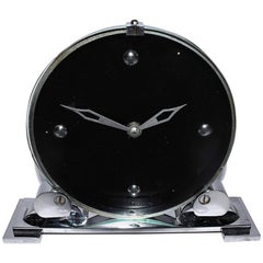 Modernist English Art Deco Chrome Clock 12