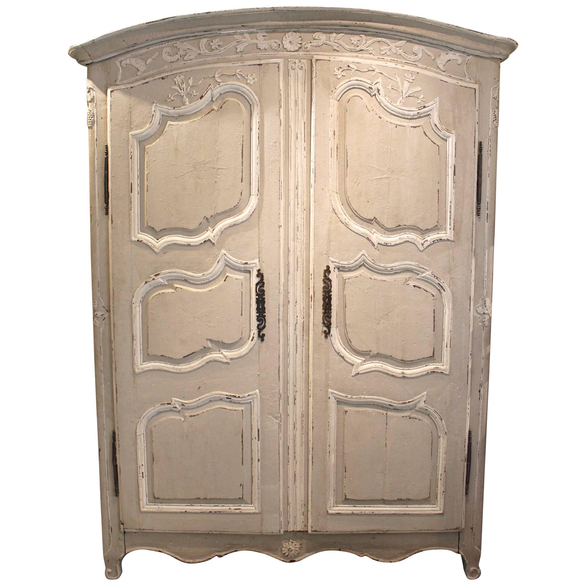 Antique French 18th Century Louis XV Armoire with Rare Curved Top For Sale