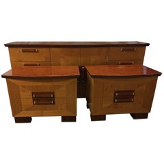 Stunning Italian Rosewood and Maple Dresser and Side Chests