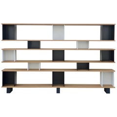 Oak, Black and White 'Horizontale' Shelving Unit by Design Frères