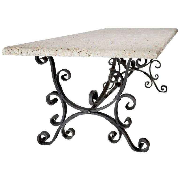 Wrought Iron Table with Coral Top, ca. 1890. Offered by Elizabeth Street Gallery