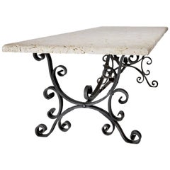 Wrought Iron Table with Coral Top