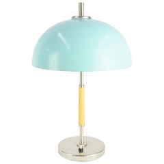 Stunning 1940s Aqua Blue French Desk Lamp with Faux Ivory Stem