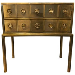 Mastercraft Brass Two-Drawer Small Chest of Drawers Cabinet