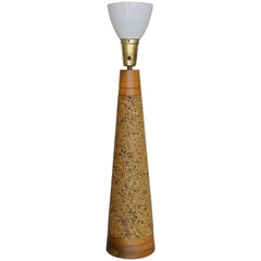 Tall Mid-Century Cork and Birch Table Lamp