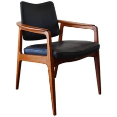 Sigvard Bernadotte Mid-Century Teak and Leather Armchair