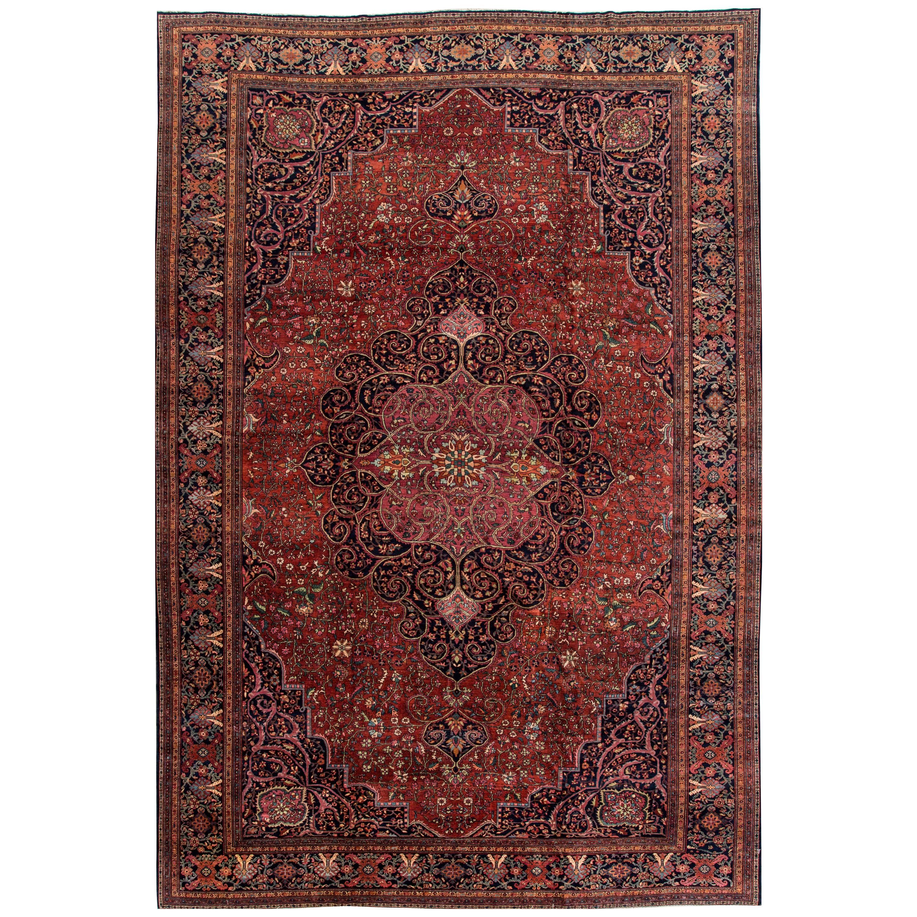 Antique Persian Farahan Rug For Sale