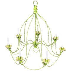 Large Green Chandelier with Seven Sockets
