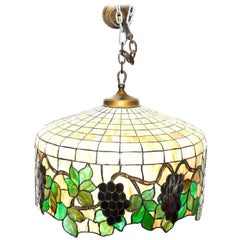 Vintage Stained Glass Hanging Light