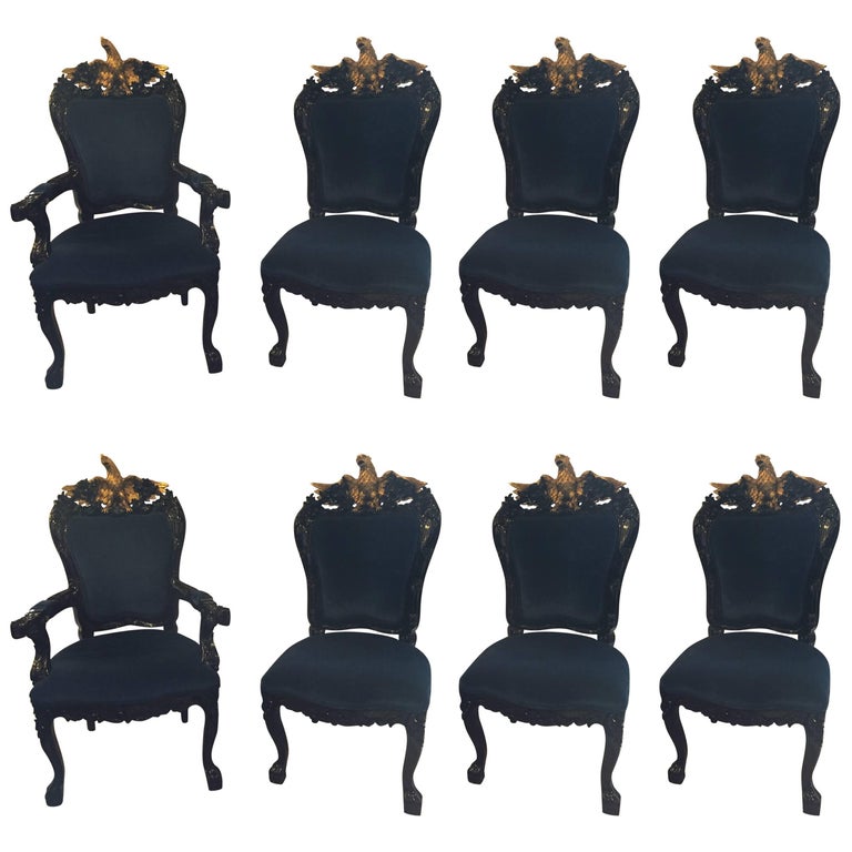 Set of Eight Versace Style Ebony Dining Room Chairs at 1stDibs